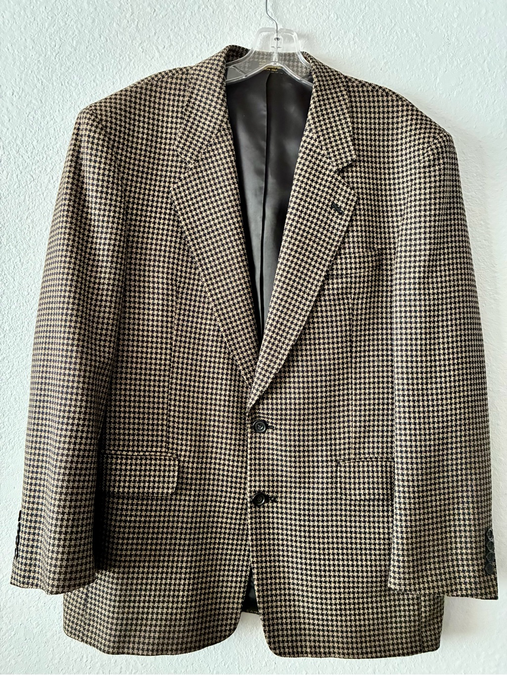 Zylos 42r Pure Wool Classic Houndstooth Sport Coat In Brown & Black Capsule